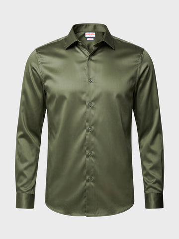 Men's Olive Slim Fit Solid Casual Shirt