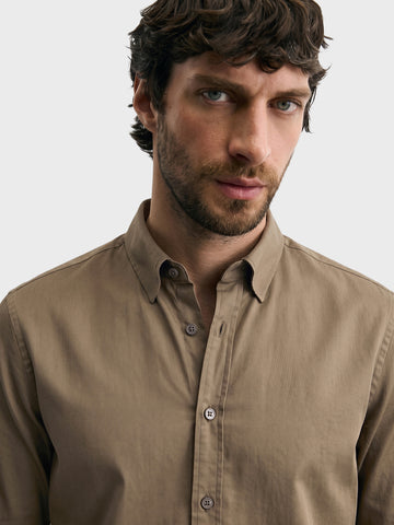 Men's Brown Slim Fit Solid Casual Shirt