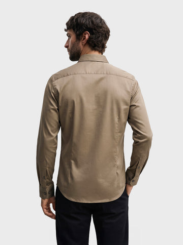 Men's Brown Slim Fit Solid Casual Shirt