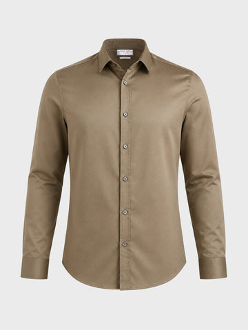 Men's Brown Slim Fit Solid Casual Shirt