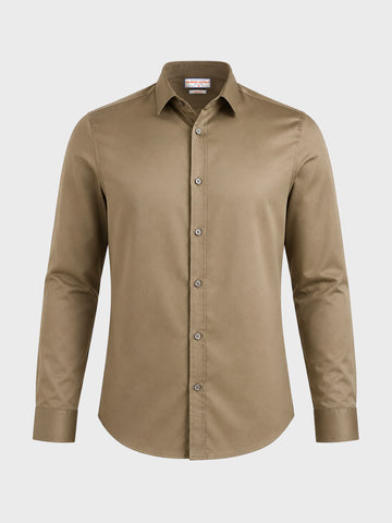 Men's Brown Slim Fit Solid Casual Shirt