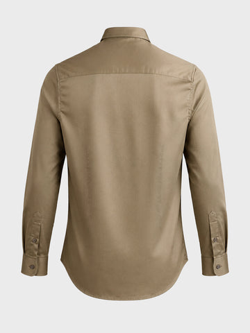 Men's Brown Slim Fit Solid Casual Shirt