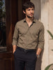 Men's Brown Slim Fit Solid Casual Shirt