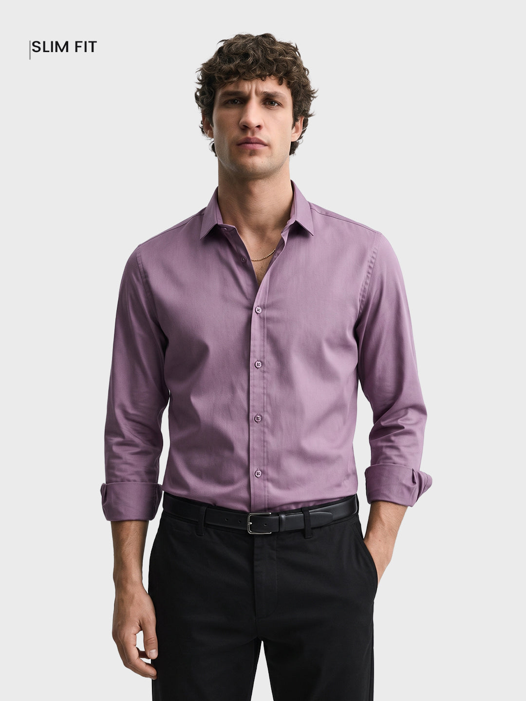 Men's Purple Slim Fit Solid Casual Shirt