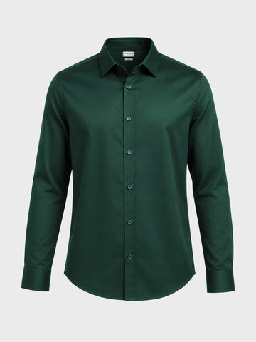 Men's Green Slim Fit Solid Casual Shirt