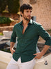 Men's Green Slim Fit Solid Casual Shirt