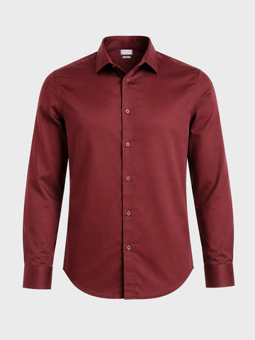 Men's Maroon Slim Fit Solid Casual Shirt