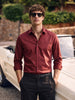 Men's Maroon Slim Fit Solid Casual Shirt