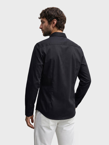 Men's Black Slim Fit Solid Casual Shirt
