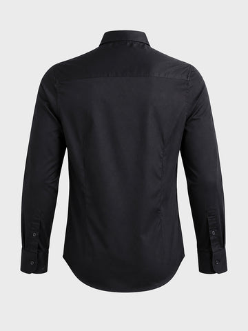 Men's Black Slim Fit Solid Casual Shirt