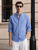 Men's Blue Slim Fit Solid Casual Shirt