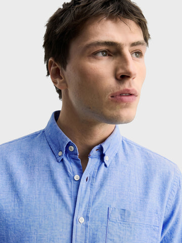 Men's Blue Slim Fit Solid Casual Shirt