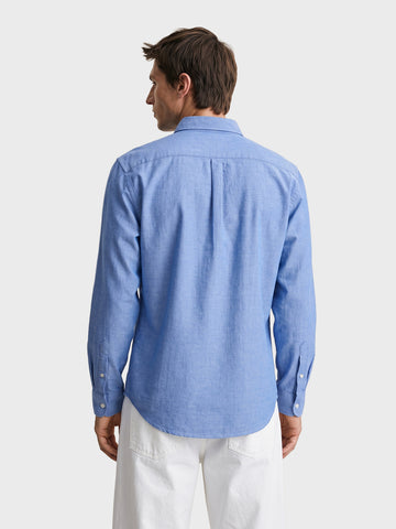 Men's Blue Slim Fit Solid Casual Shirt