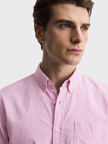 Men's Pink Slim Fit Solid Casual Shirt