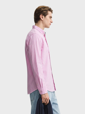 Men's Pink Slim Fit Solid Casual Shirt