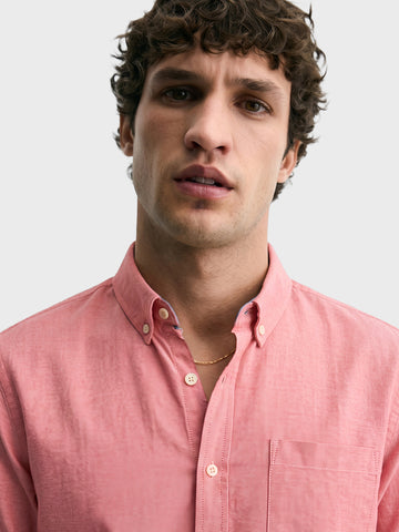 Men's Pink Slim Fit Solid Casual Shirt