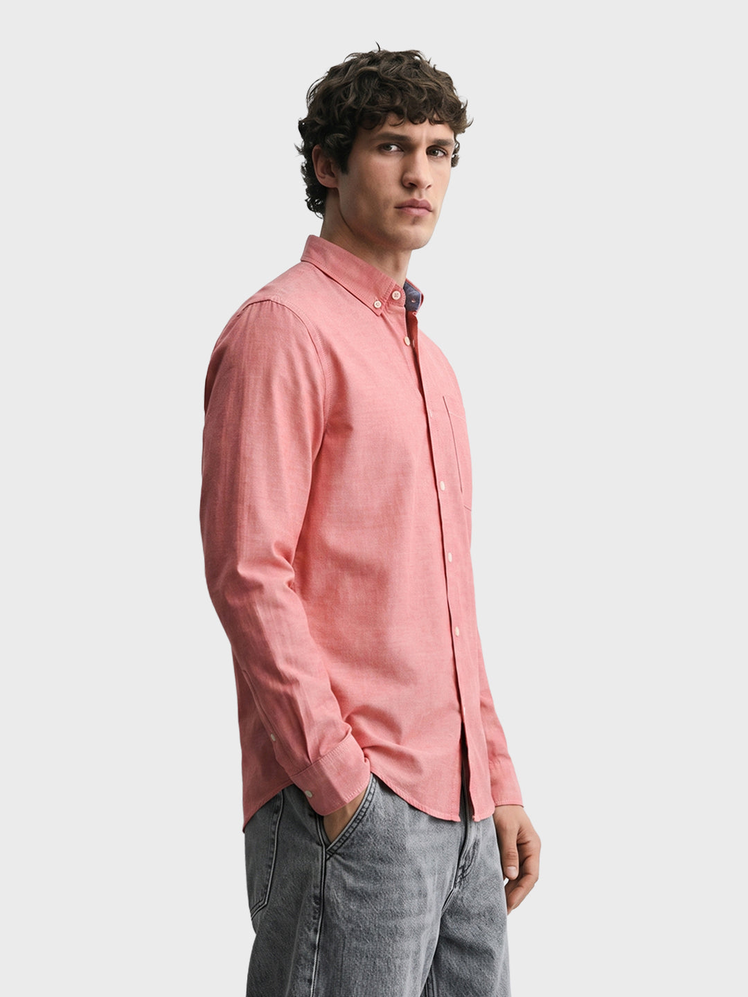 Men's Pink Slim Fit Solid Casual Shirt