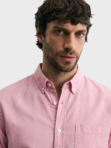 Men's Peach Slim Fit Solid Casual Shirt