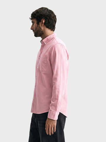 Men's Peach Slim Fit Solid Casual Shirt