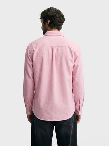 Men's Peach Slim Fit Solid Casual Shirt