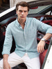 Men's Green Slim Fit Solid Casual Shirt