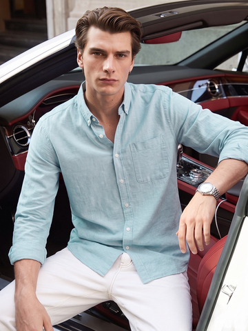 Men's Green Slim Fit Solid Casual Shirt