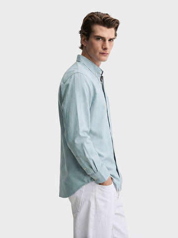 Men's Green Slim Fit Solid Casual Shirt