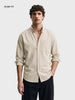 Men's Beige Slim Fit Solid Casual Shirt