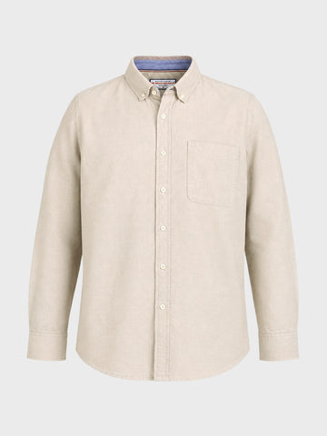 Men's Beige Slim Fit Solid Casual Shirt