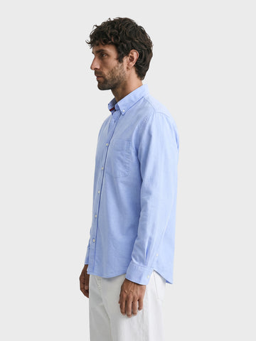 Men's Blue Slim Fit Solid Casual Shirt