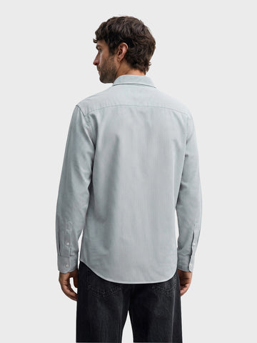 Men's Green Slim Fit Striped Casual Shirt