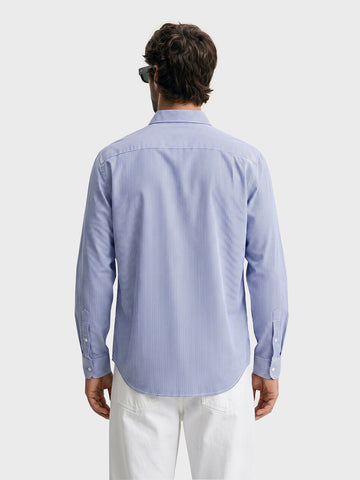 Men's Blue Slim Fit Striped Casual Shirt