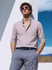 Men's Brown Slim Fit Striped Casual Shirt