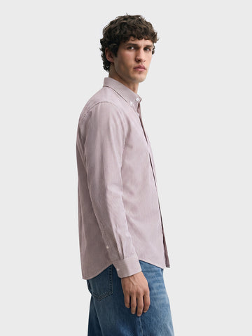Men's Brown Slim Fit Striped Casual Shirt