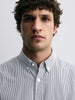 Men's Black Slim Fit Striped Casual Shirt