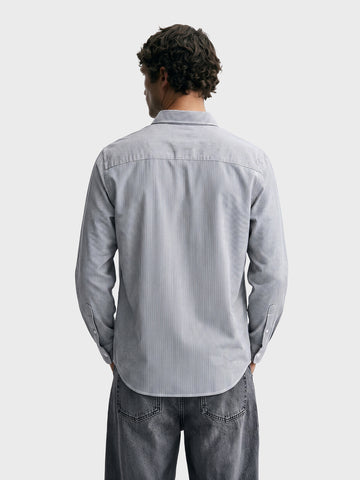 Men's Black Slim Fit Striped Casual Shirt
