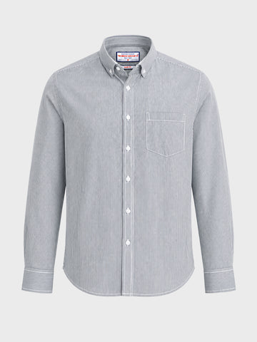 Men's Black Slim Fit Striped Casual Shirt