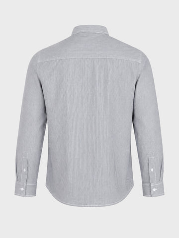 Men's Black Slim Fit Striped Casual Shirt