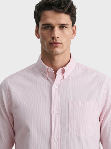 Men's Pink Slim Fit Striped Casual Shirt