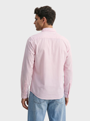 Men's Pink Slim Fit Striped Casual Shirt