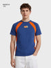 Men's Navy Blue Regular Fit Colourblocked Casual T-Shirt
