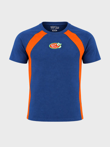 Men's Navy Blue Regular Fit Colourblocked Casual T-Shirt