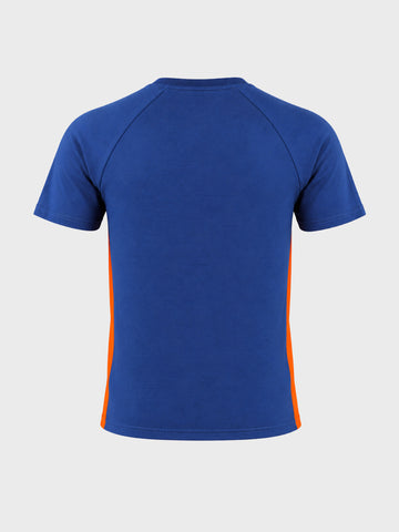 Men's Navy Blue Regular Fit Colourblocked Casual T-Shirt