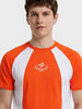 Men's Orange Regular Fit Colourblocked T-Shirt