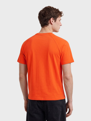 Men's Orange Regular Fit Colourblocked T-Shirt