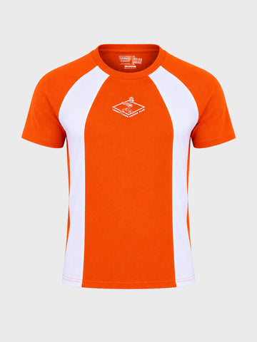 Men's Orange Regular Fit Colourblocked T-Shirt