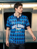 Men's Blue Relaxed Fit Graphic Printed Character Casual Polo T-Shirt