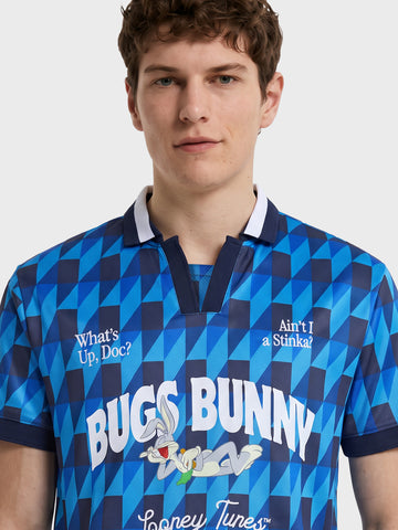 Men's Blue Relaxed Fit Graphic Printed Character Casual Polo T-Shirt
