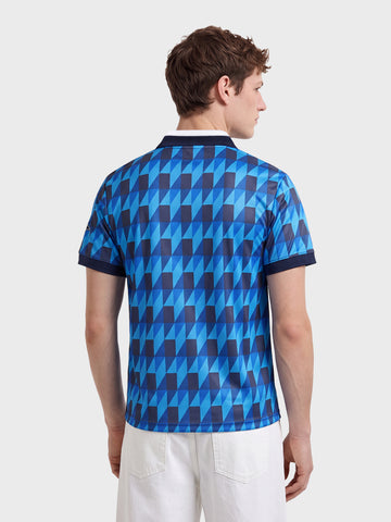 Men's Blue Relaxed Fit Graphic Printed Character Casual Polo T-Shirt