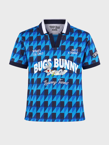 Men's Blue Relaxed Fit Graphic Printed Character Casual Polo T-Shirt